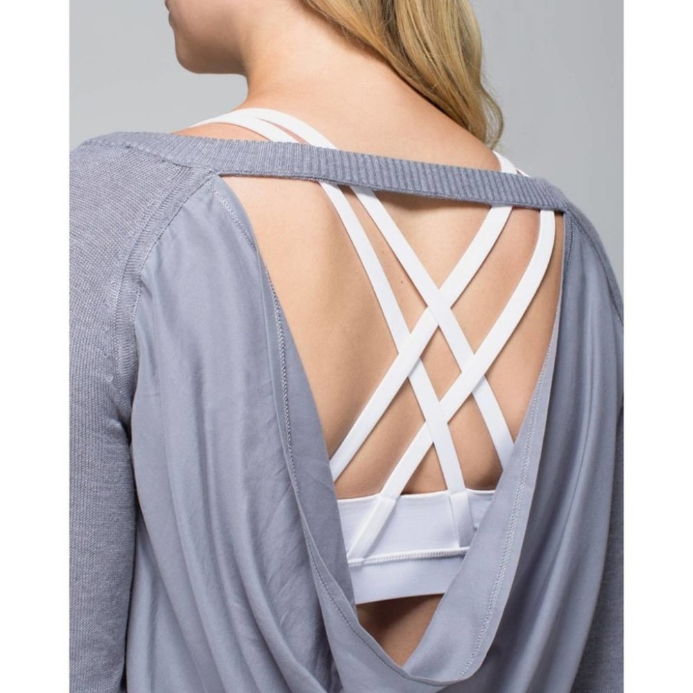 Lululemon Unity Drape-Back Keyhole Pullover Sweater in Heathered Fossil - Picture 7 of 12